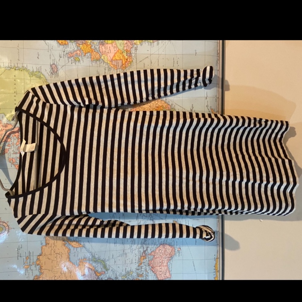 H&M - S - navy/white striped bodycon dress